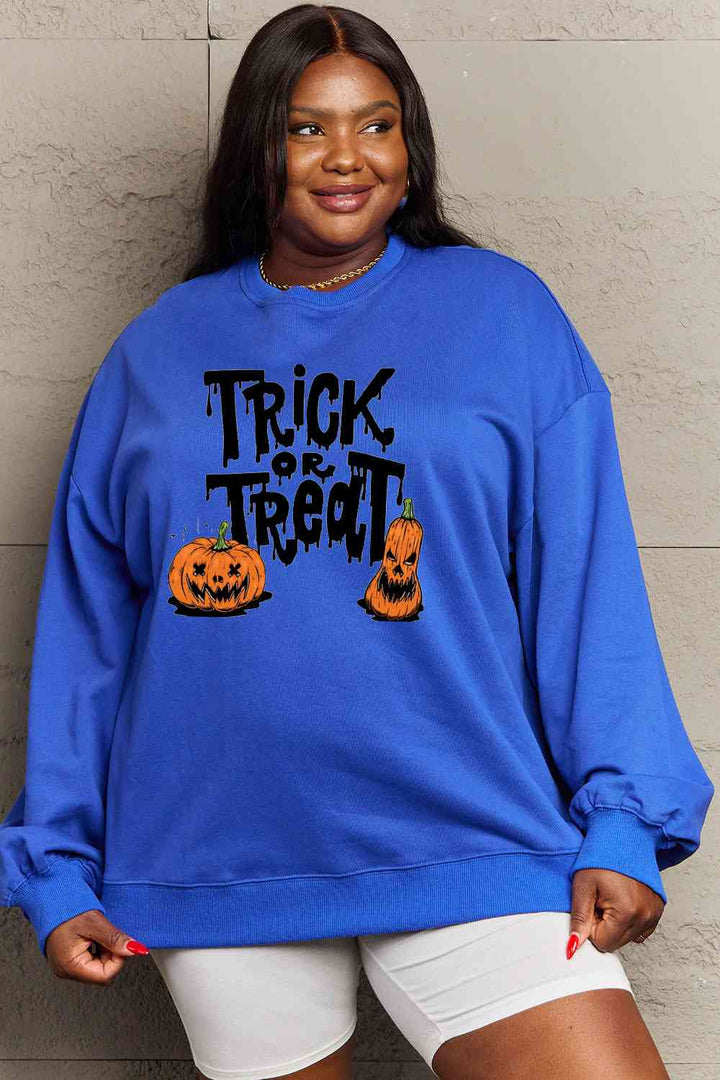 Simply Love Full Size TRICK OR TREAT Graphic Sweatshirt |1mrk.com