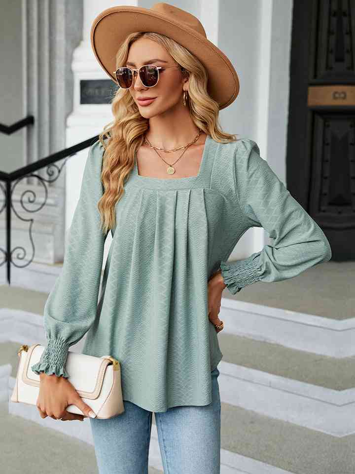 Square Neck Puff Sleeve Blouse | 1mrk.com