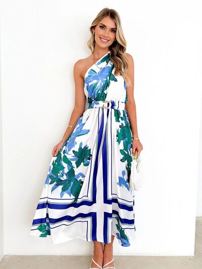 Printed Ruched One Shoulder Dress |1mrk.com