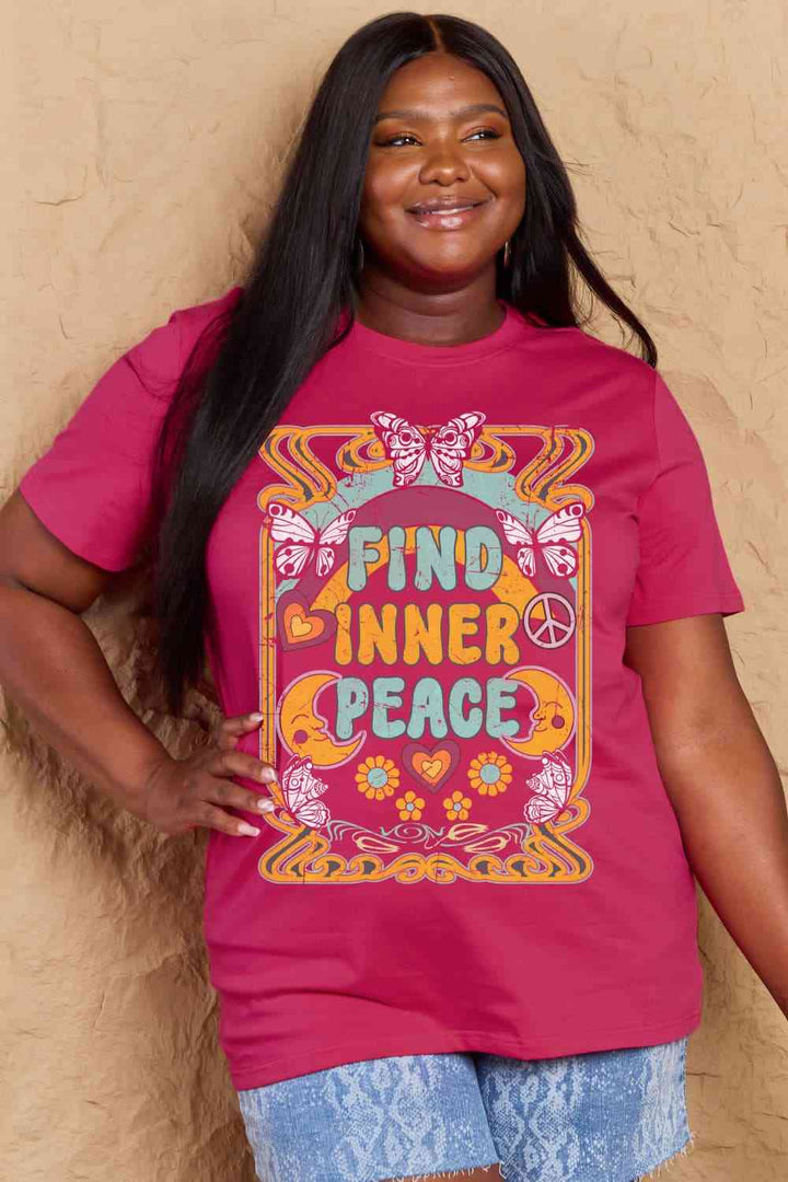 Simply Love Full Size FIND INNER PEACE Graphic Cotton T-Shirt | 1mrk.com