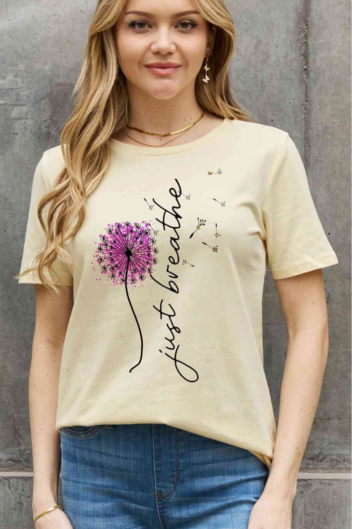 Simply Love Full Size JUST BREATHE Graphic Cotton Tee | 1mrk.com