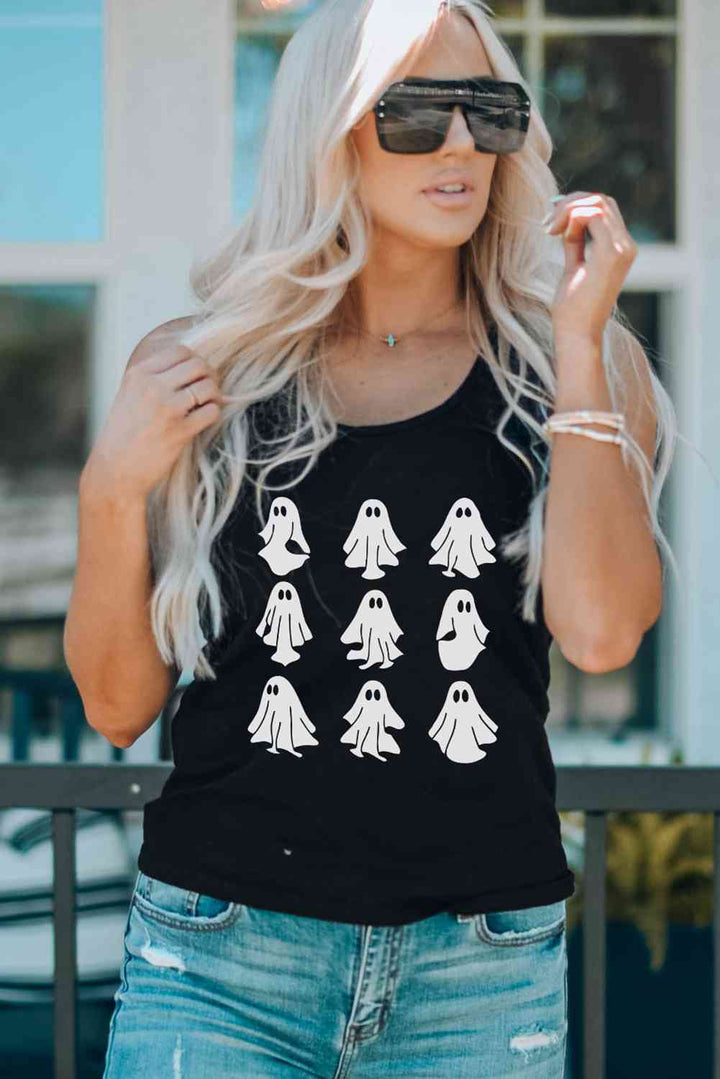 Round Neck Ghost Graphic Tank Top | 1mrk.com