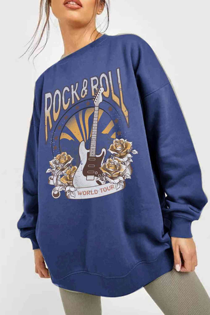 Simply Love Simply Love Full Size ROCK & ROLL WORLD TOUR Graphic Sweatshirt |1mrk.com