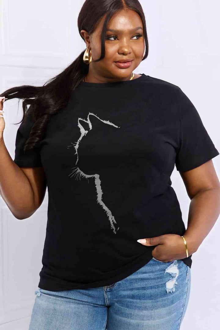 Simply Love Full Size Cat Graphic Cotton Tee | 1mrk.com