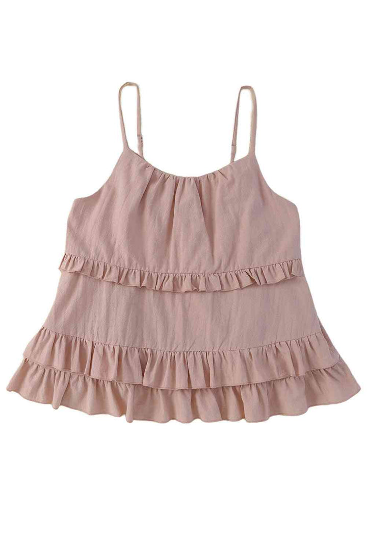 Ruffled Scoop Neck Sleeveless Cami | 1mrk.com