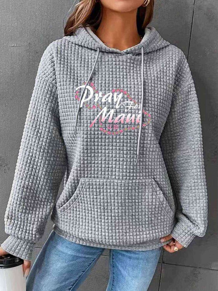 Full Size PRAY FOR MAUI Graphic  Drawstring Long Sleeve Hoodies |1mrk.com