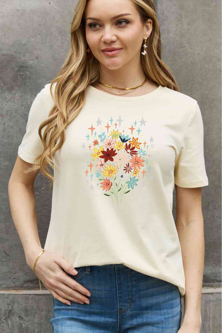 Simply Love Full Size Floral Graphic Cotton Tee | 1mrk.com