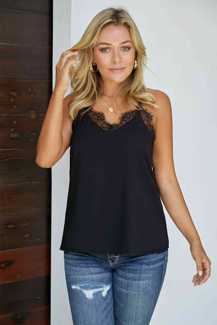 Lace Trim V-Neck Cami | 1mrk.com