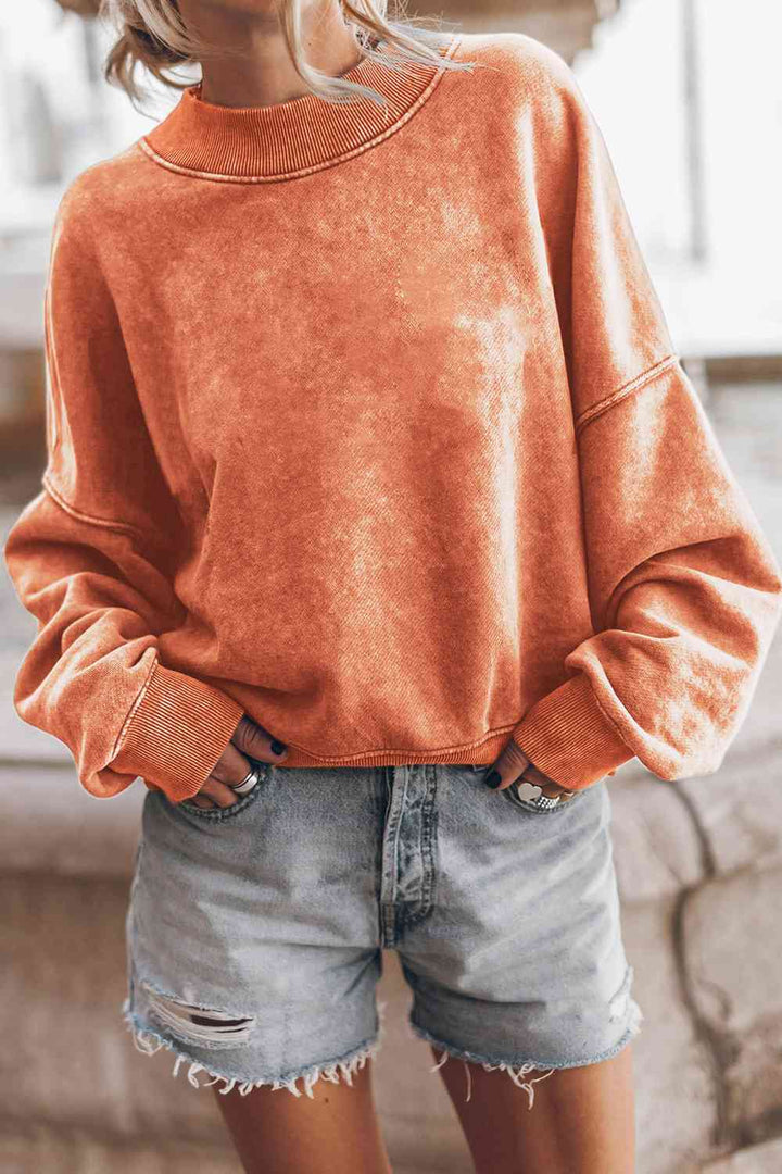 Round Neck Dropped Shoulder Sweatshirt |1mrk.com