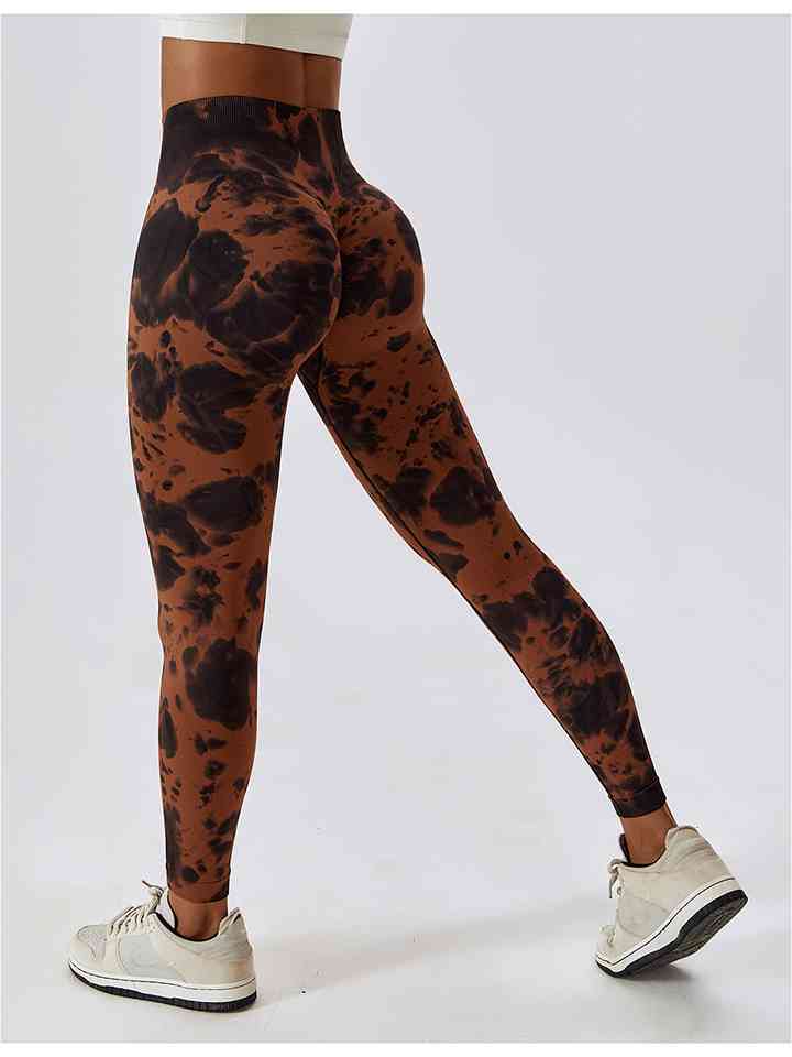 Tie Dye Wide Waistband Active Leggings |1mrk.com