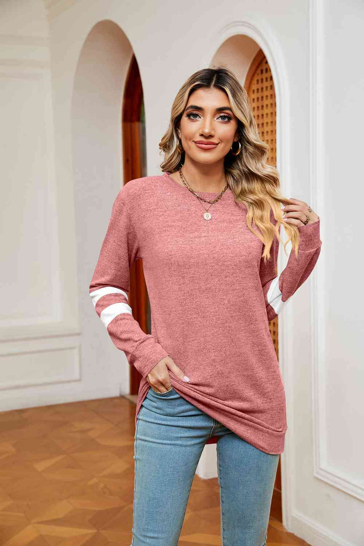 Round Neck Long Sleeve Top | 1mrk.com