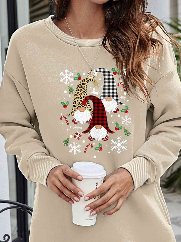 Graphic Round Neck Dropped Shoulder Sweatshirt |1mrk.com