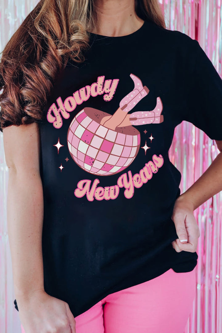 HOWDY NEW YEARS Round Neck T-Shirt | Trendsi