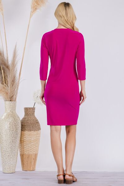 Celeste Full Size Round Neck Long Sleeve Slim Dress |1mrk.com