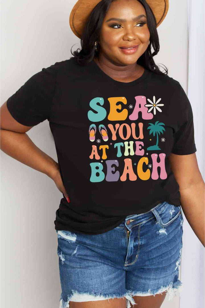 Simply Love Full Size SEA YOU  AT THE  BEACH Graphic Cotton Tee | 1mrk.com