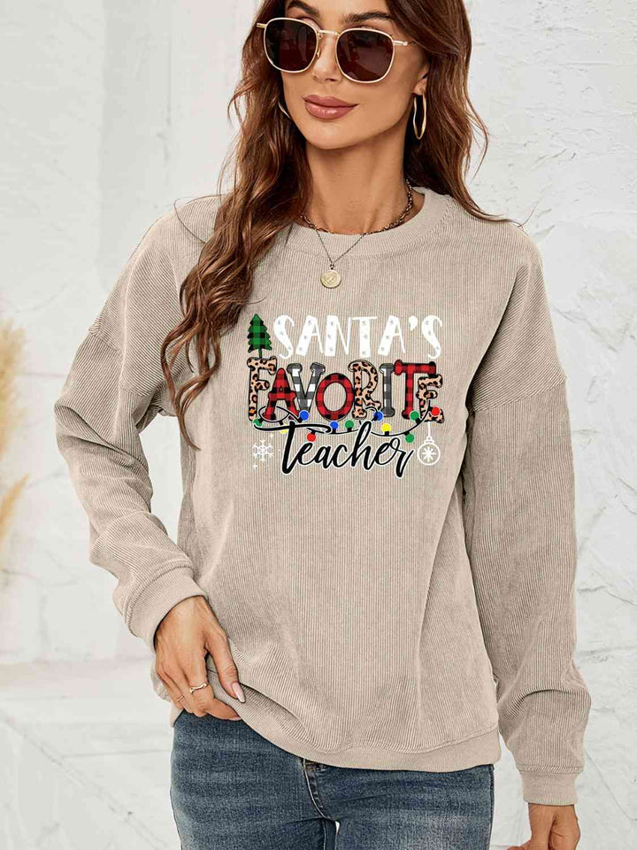 SANTA'S FAVORITE TEACHER Graphic Sweatshirt |1mrk.com