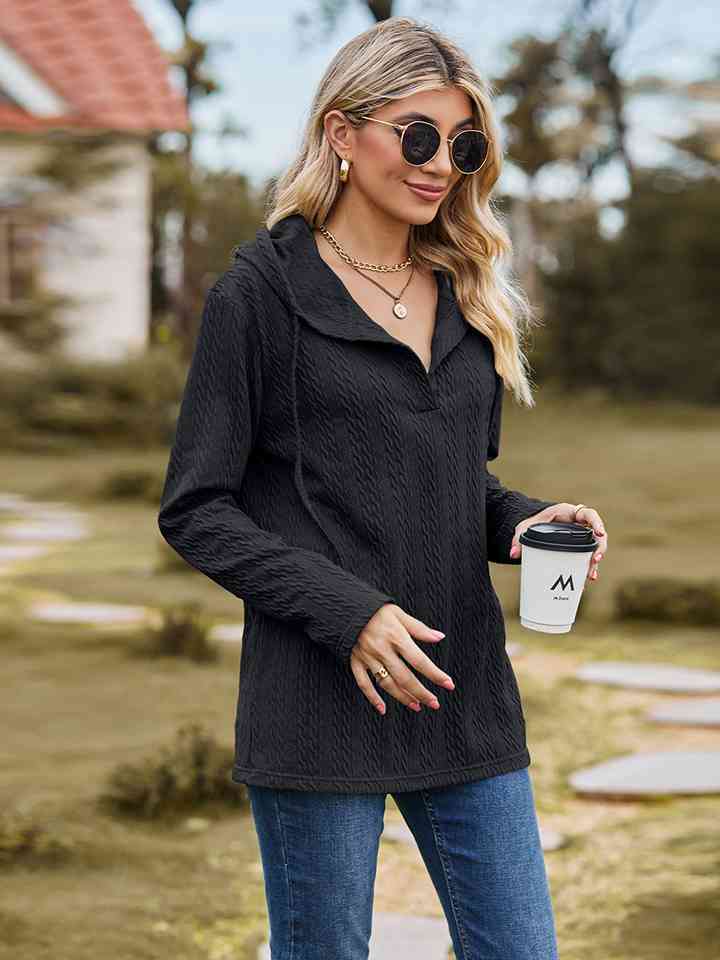 Cable-Knit Hooded Blouse |1mrk.com