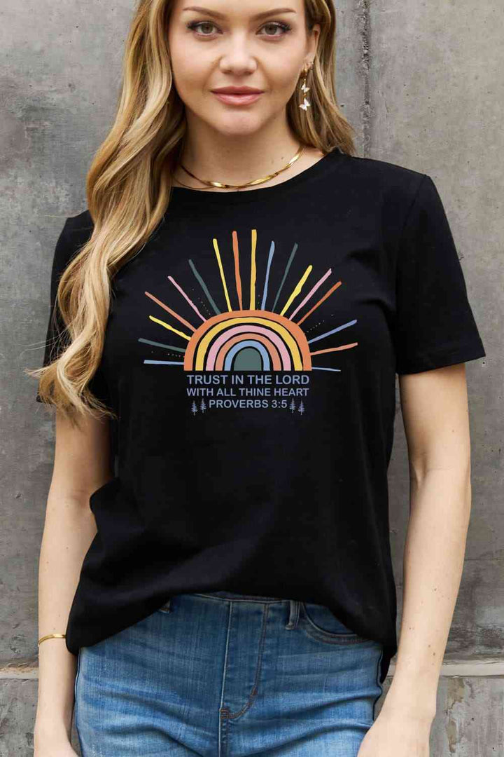 Simply Love Full Size Rainbow Graphic Cotton Tee | 1mrk.com