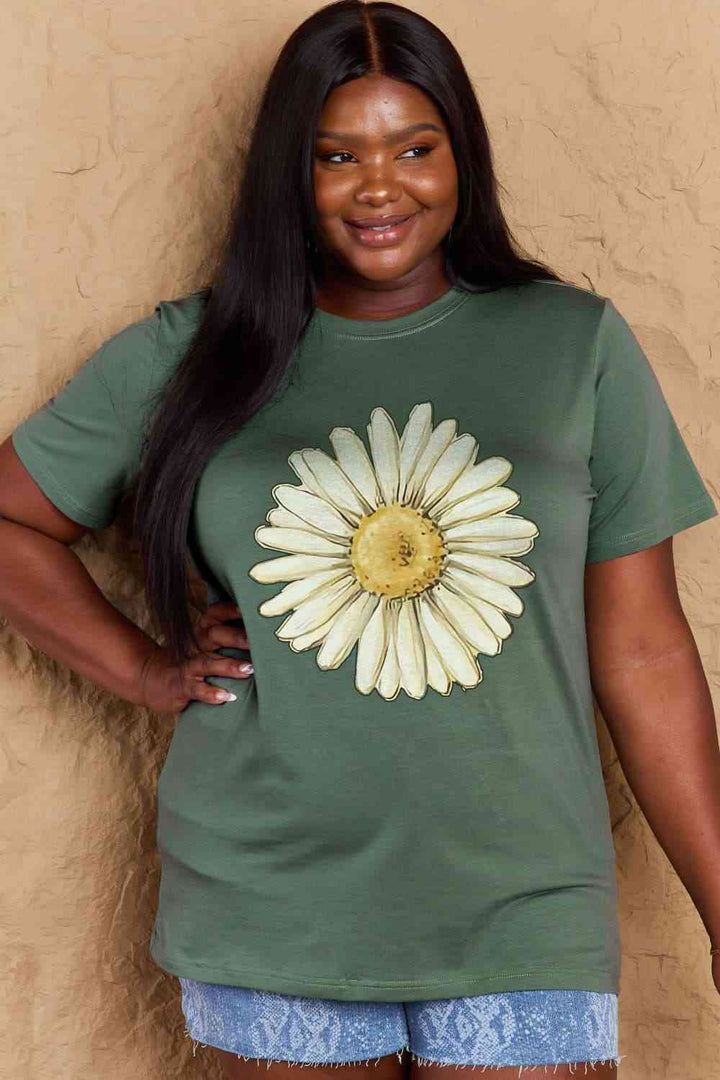 Simply Love Full Size FLOWER Graphic Cotton Tee | 1mrk.com