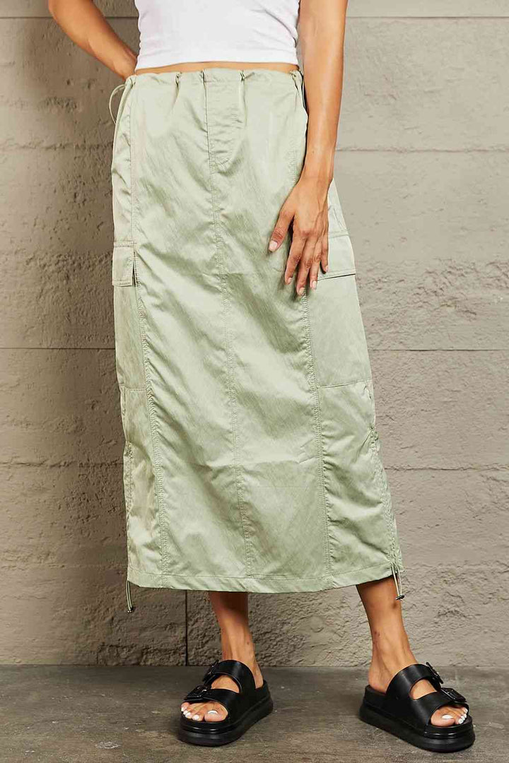 HYFVE Just In Time High Waisted Cargo Midi Skirt |1mrk.com