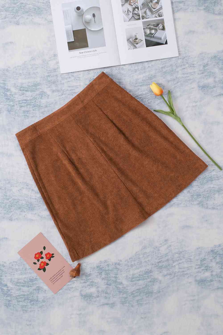 Double Take Buttoned Corduroy Mini Skirt |1mrk.com