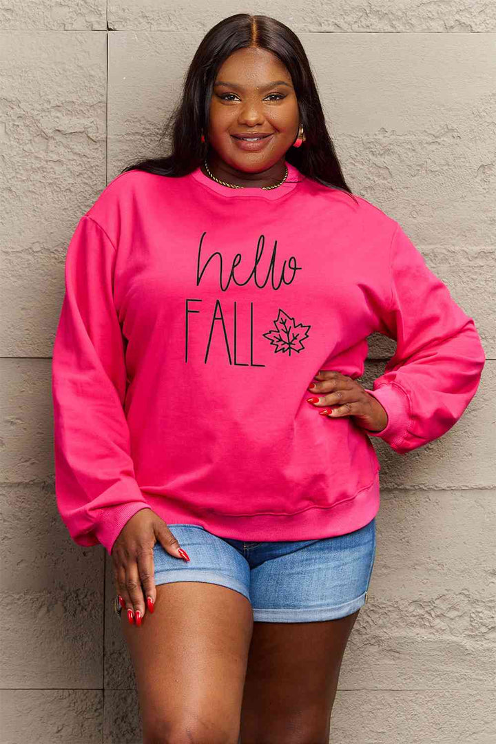 Simply Love Full Size HELLO FALL Graphic Sweatshirt |1mrk.com