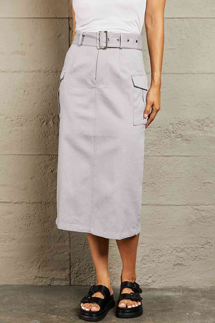 HYFVE Professional Poise Buckled Midi Skirt |1mrk.com