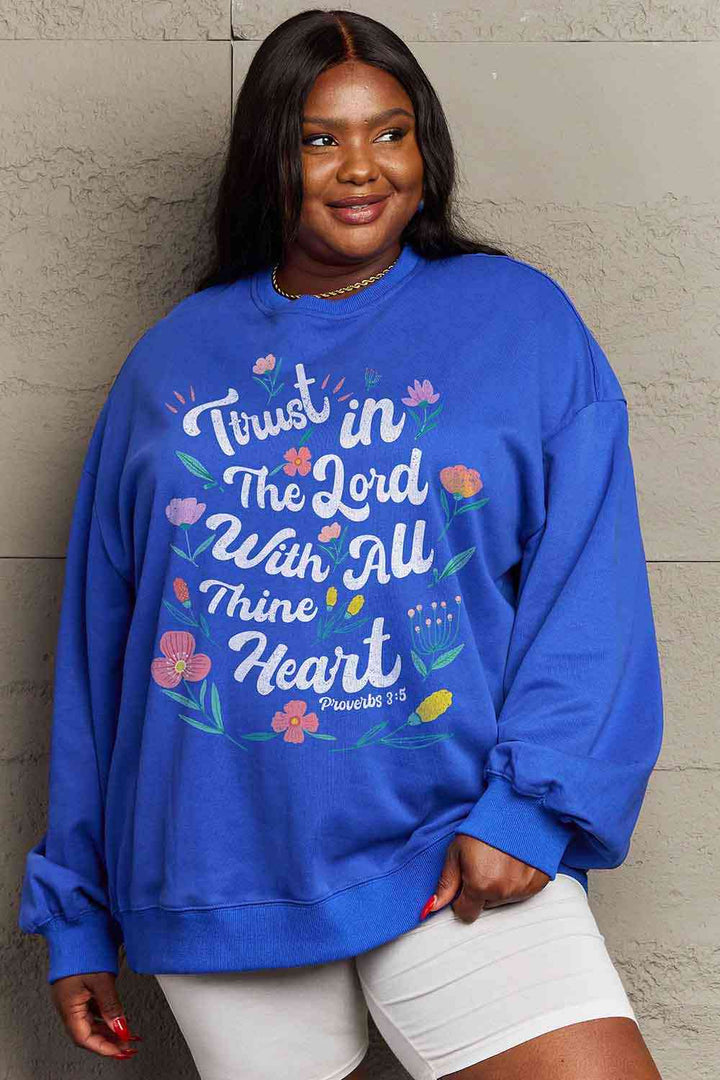 Simply Love Full Size Flower Slogan Graphic Sweatshirt |1mrk.com