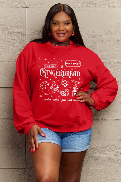 Simply Love Full Size GINGERBREAD Long Sleeve Sweatshirt |1mrk.com