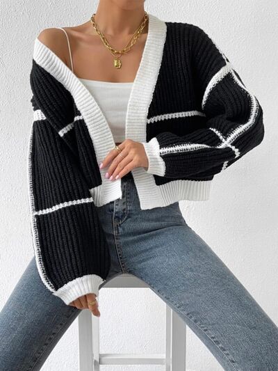 Open Front Dropped Shoulder Cardigan | Trendsi