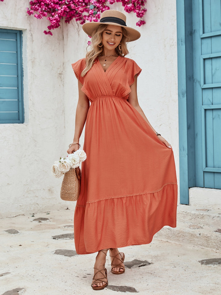 Ruffled Surplice Cap Sleeve Dress | Trendsi