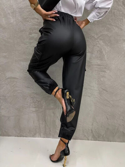 Tied High Waist Pants with Pockets | 1mrk.com