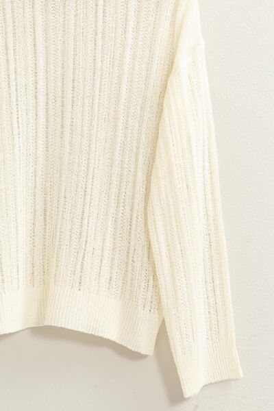 HYFVE Openwork Ribbed Trim Long Sleeve Knit Top |1mrk.com