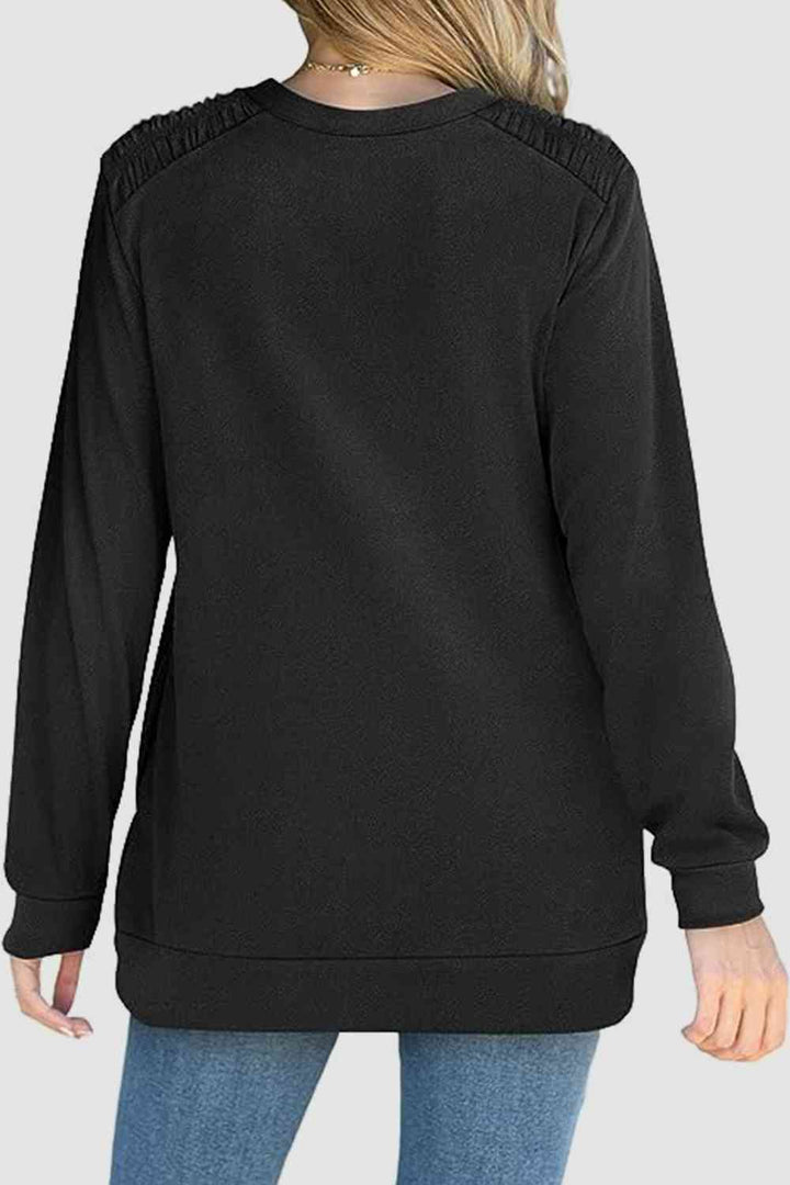 Ruched Round Neck Sweatshirt | 1mrk.com