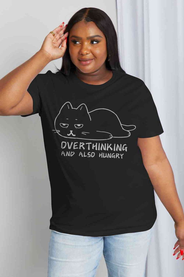 Simply Love Full Size OVERTHINKING AND ALSO HUNGRY Graphic Cotton Tee | 1mrk.com