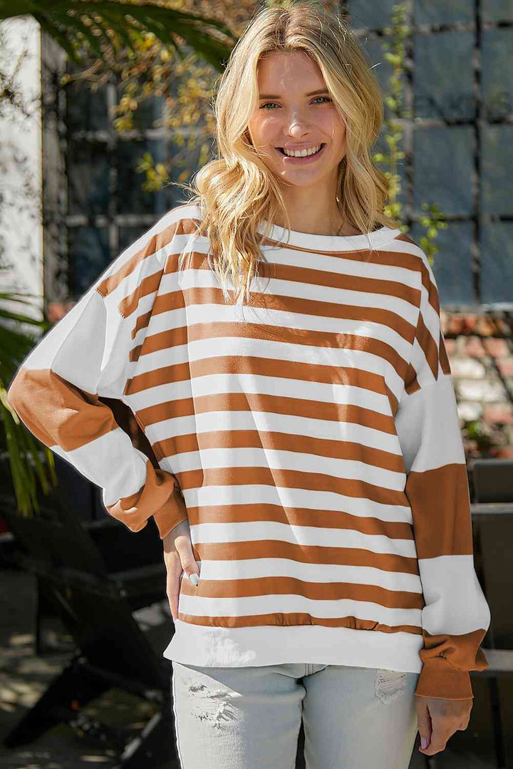 Striped Dropped Shoulder Sweatshirt |1mrk.com