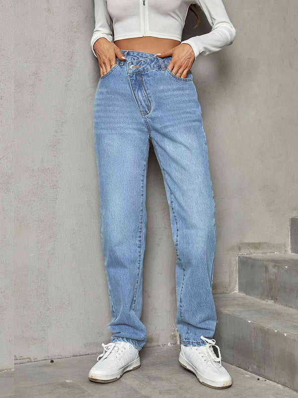 Asymmetrical Straight Leg Jeans | 1mrk.com