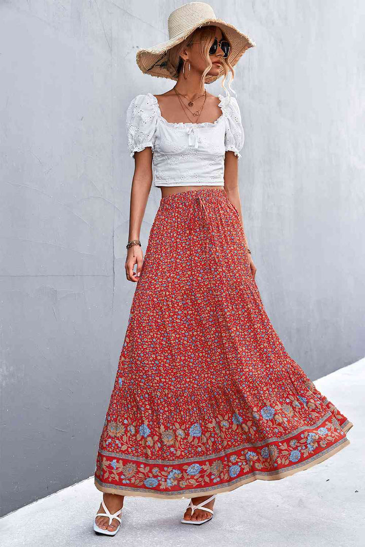 Floral Tied Maxi Skirt |1mrk.com