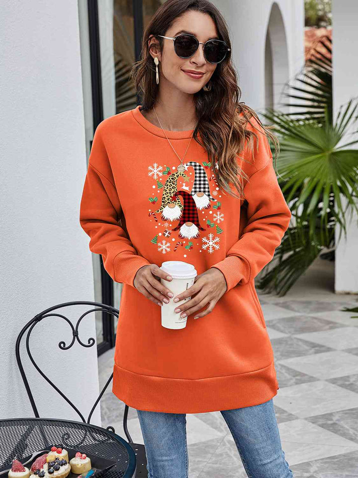 Graphic Round Neck Dropped Shoulder Sweatshirt |1mrk.com