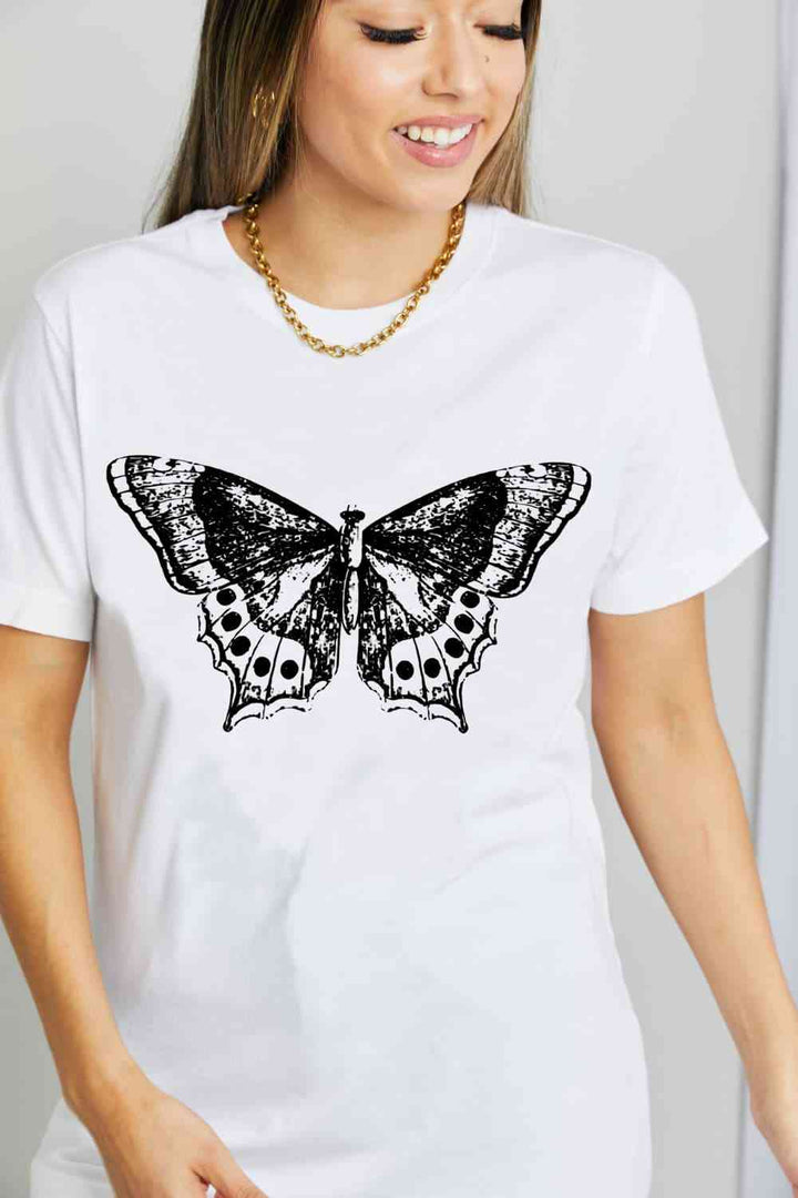 Simply Love Full Size Butterfly Graphic Cotton T-Shirt | 1mrk.com