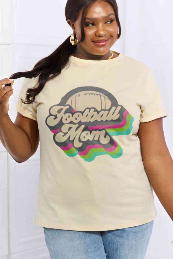 Simply Love Full Size FOOTBALL MOM Graphic Cotton Tee | 1mrk.com