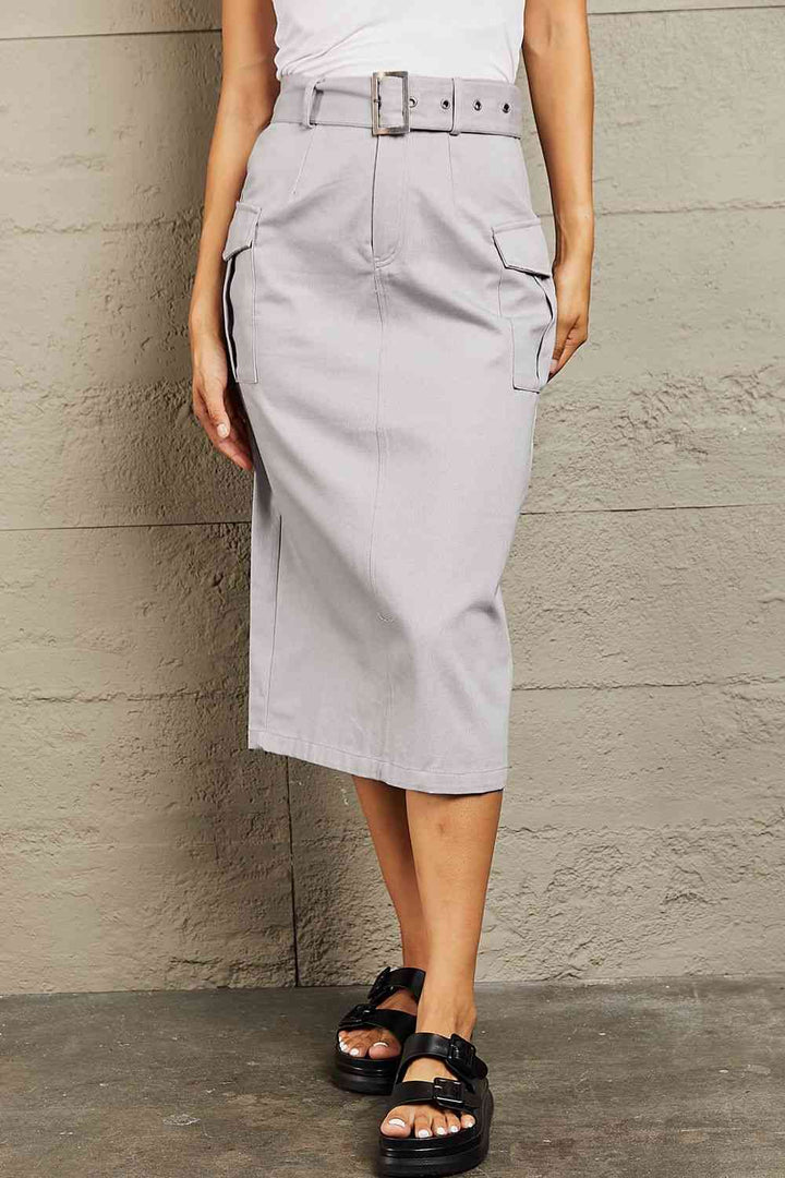 HYFVE Professional Poise Buckled Midi Skirt |1mrk.com