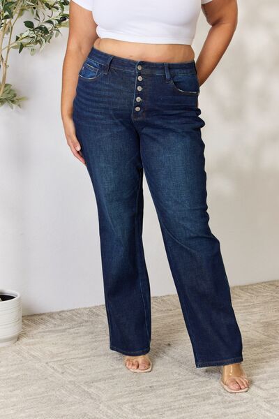 Judy Blue Full Size Button-Fly Straight Jeans | 1mrk.com