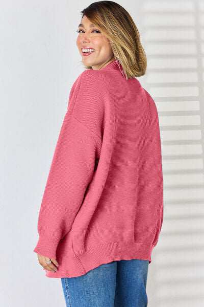 Open Front Dropped Shoulder Cardigan | Trendsi