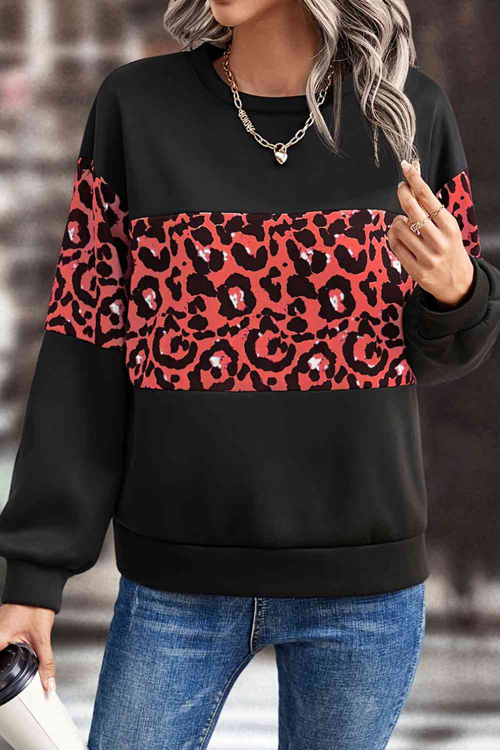 Leopard Dropped Shoulder Sweatshirt | 1mrk.com