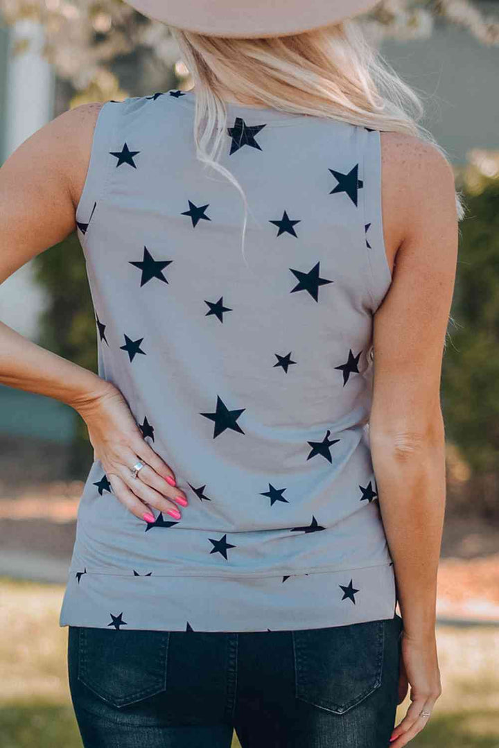 USA Star Print Tank with Slits | 1mrk.com