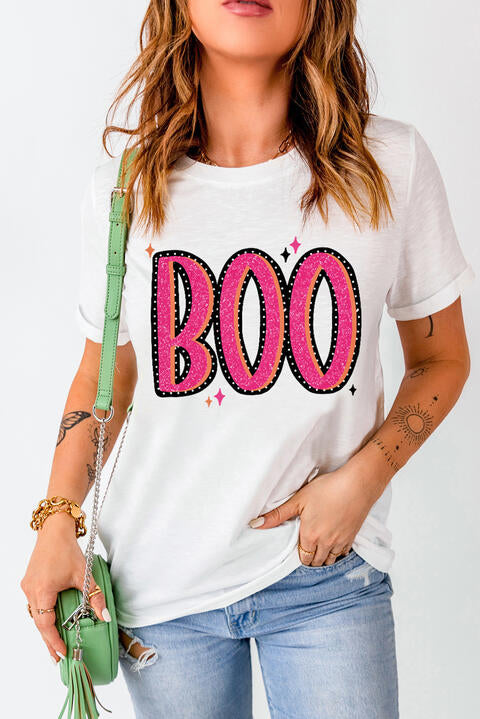 BOO Graphic Short Sleeve Round Neck T-Shirt | 1mrk.com