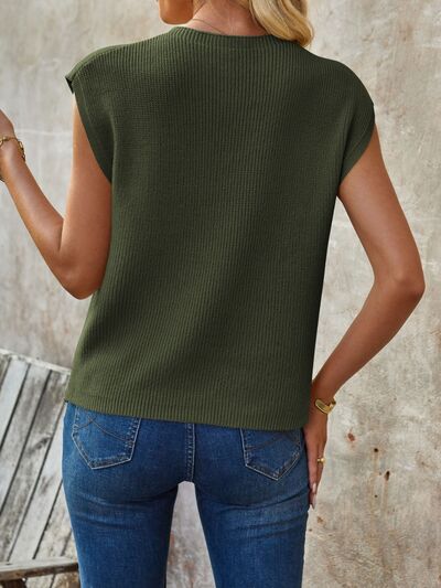 Pocketed Round Neck Knit Top |1mrk.com