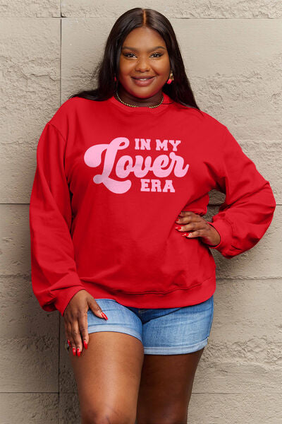 Simply Love Full Size IN MY LOVER ERA Round Neck Sweatshirt | Trendsi