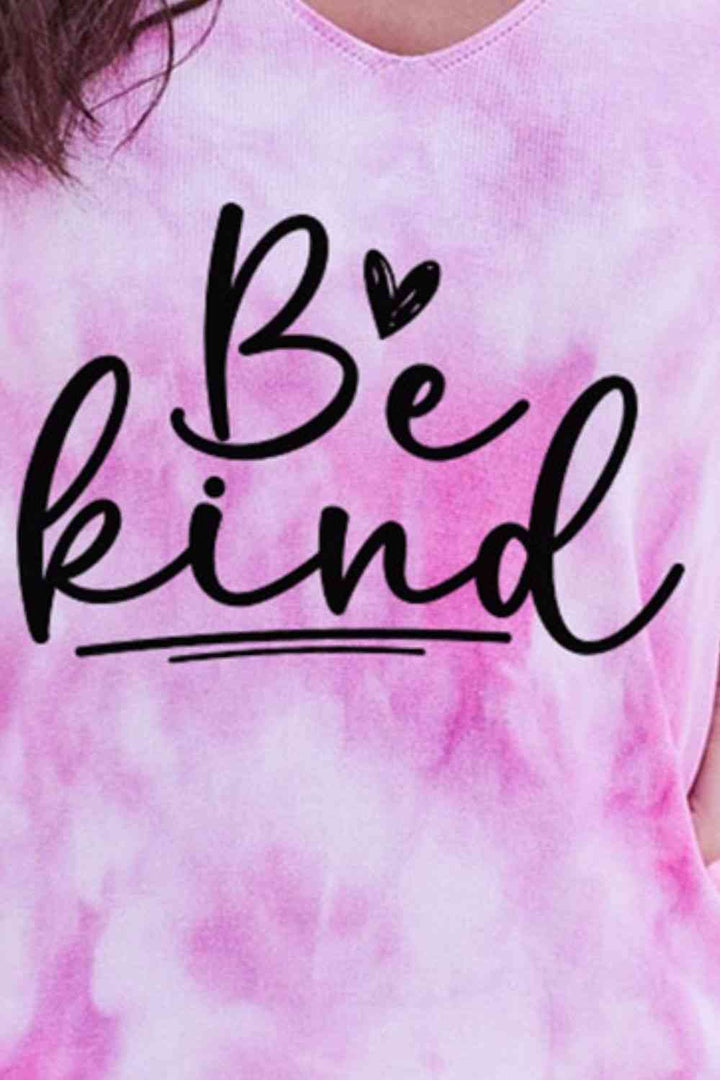 BE KIND Graphic Tie-Dye V-Neck Tank | 1mrk.com